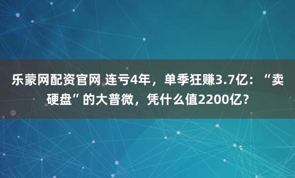 乐蒙网配资官网 连亏4年，单季狂赚3.7亿：“卖硬盘”的大普微，凭什么值2200亿？